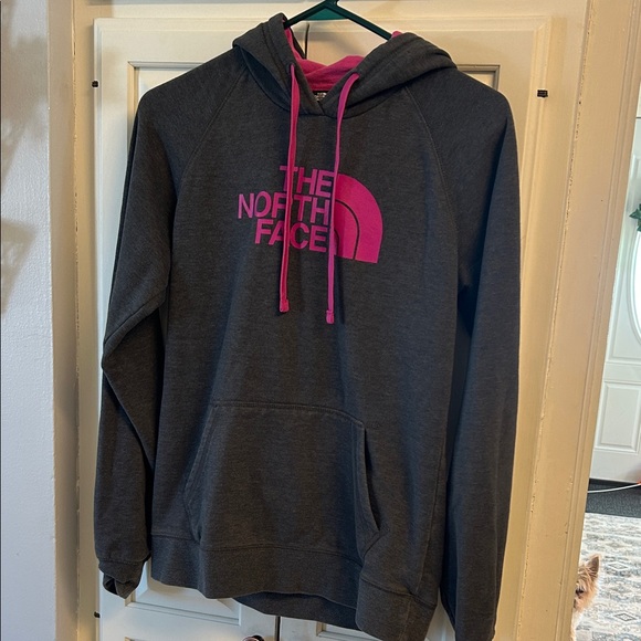 The North Face Tops - The North Face Charcoal Hoodie with Bright Pink Accents